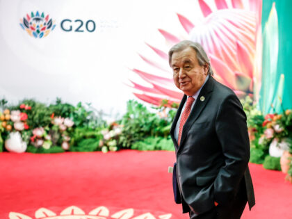 Secretary-General of the United Nations Antonio Guterres arrives for the second day of the