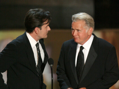 Charlie Sheen and Martin Sheen present Outstanding Supporting Actress in a Drama Series (P