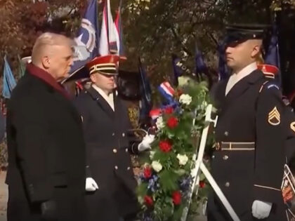 President Donald Trump places a wreath on the Tomb of the Unknown Soldier on Veterans Day,