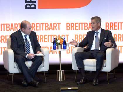 Transportation Secretary Sean Duffy during a discussion with Breitbart News Washington Bur