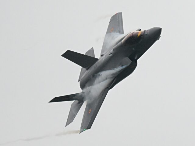 A Belgium's newly purchased Lockheed Martin F-35 Lightning II fighter jet flies as it arri