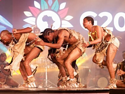 BOKSBURG, SOUTH AFRICA - NOVEMBER 18: Traditional dancers perform at the G20 Social Summit