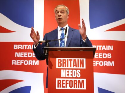 LONDON, ENGLAND - JUNE 03: New Reform UK leader Nigel Farage announces that he will stand