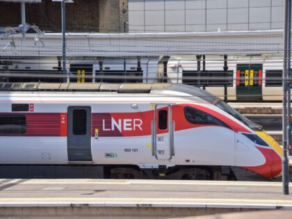 LONDON, UNITED KINGDOM - 2024/08/16: LNER train at King's Cross station as ASLEF (Associat