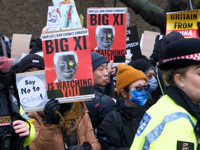 LONDON, UNITED KINGDOM - FEB 08, 2025 - Protest against the proposed Chinese Embassy at th