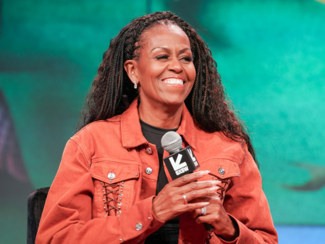 GettyImages-2204941569 AUSTIN, TEXAS - MARCH 13: Michelle Obama speaks onstage during a recording of the "IMO wit