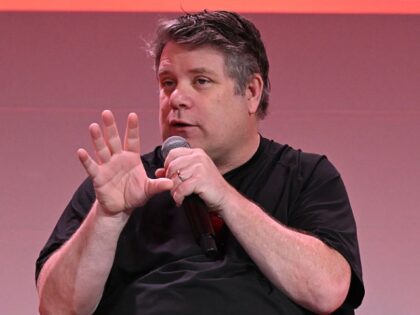 Sean Astin speaks on stage at the "There and Back Again: A Lord of the Rings Cast Reunion"