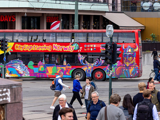 A city sightseeing bus in Oslo, Norway, on Tuesday, June 17, 2025. Norway's central bank s