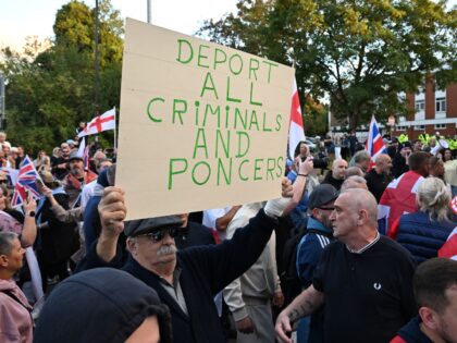 Protesters calling for the closure of The Bell Hotel which houses asylum seekers, gather o