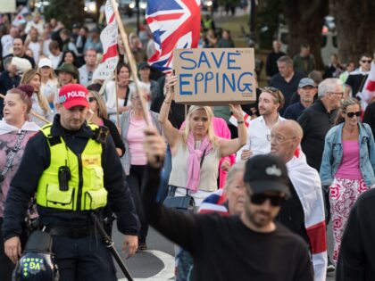 EPPING, UNITED KINGDOM - AUGUST 31: Demonstrators march towards The Civic Offices in a pro