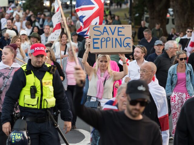 EPPING, UNITED KINGDOM - AUGUST 31: Demonstrators march towards The Civic Offices in a pro