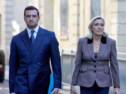 Jordan Bardella, President of Rassemblement National (RN), and Marine Le Pen, President of