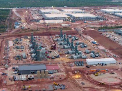 Gas turbines made by GE Vernova, at the on-site natural gas plant under construction durin