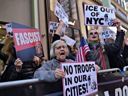 NEW YORK, UNITED STATES - OCTOBER 25, 2025: Pro-immigrant and anti-ICE demonstrators rally