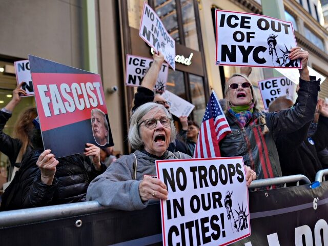 NEW YORK, UNITED STATES - OCTOBER 25, 2025: Pro-immigrant and anti-ICE demonstrators rally