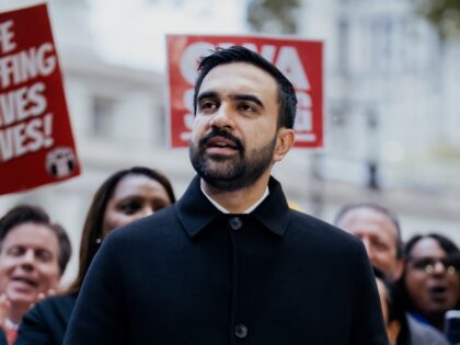 Zohran Mamdani, New York City mayoral candidate, speaks during a campaign event outside Ci