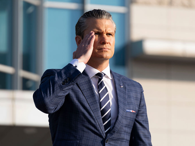 GettyImages-2244880522 SEOUL, SOUTH KOREA - NOVEMBER 04: U.S. Defense Secretary Pete Hegseth salutes as he inspec