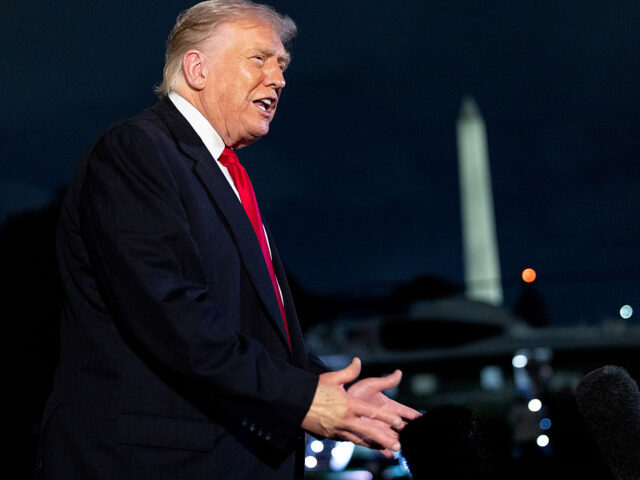US President Donald Trump speaks to members of the media on the South Lawn of the White Ho