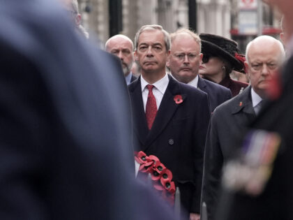 Reform UK leader Nigel Farage during the Western Front Association's Armistice Day ce