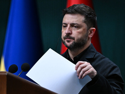 Ukraine's President Volodymyr Zelensky attends a joint press conference with Turkey's Pres