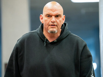 Senator John Fetterman, a Democrat from Pennsylvania, in the Senate Subway of the US Capit