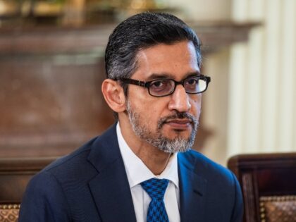 Google CEO Sundar Pichai looks unhappy