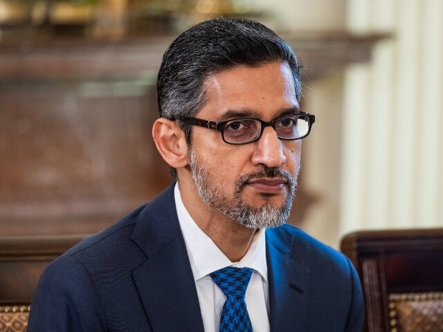 Google CEO Sundar Pichai looks unhappy