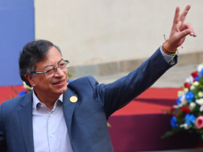 President of Chile Gabriel Boric greets President of Colombia Gustavo Petro as they arrive
