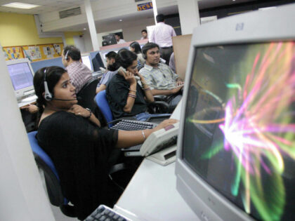 MOHALI, INDIA: TO GO WITH "INDIA-IT-OUTSOURCING Indian employees of the Quark call ce