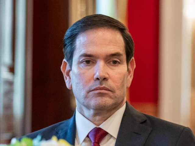 Secretary of State Marco Rubio looks on as President Donald Trump and Israeli Prime Minist