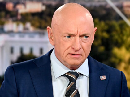 Pictured: Sen. Mark Kelly (D-Ariz.) appears on "Meet the Press" in Washington D.