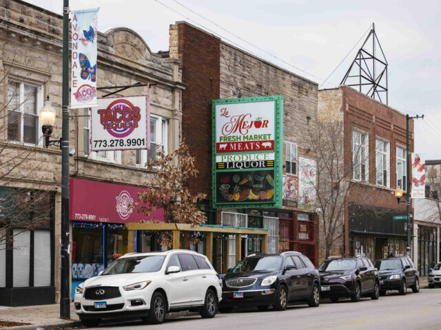 A taqueria restaurant and Mexican grocery store on North Milwaukee Avenue in the Avondale