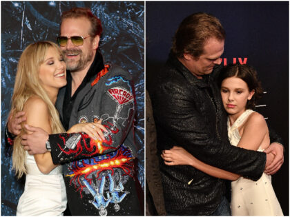 BROOKLYN, NEW YORK - MAY 14: Millie Bobby Brown and David Harbour attend Netflix's &q