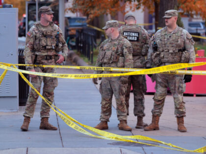 National Guard soldiers respond to a shooting near the White House on November 26, 2025 in