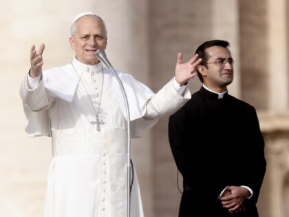 VATICAN CITY, VATICAN - NOVEMBER 16: Pope Leo XVI greets the faithful in St. Peter's Squar