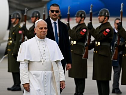 ANKARA, TURKIYE - NOVEMBER 27: Pope Leo XIV is greeted by Turkish officials upon his arriv