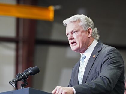 PEACHTREE CITY, GEORGIA - AUGUST 21: Rep. Mike Collins (R-GA) speaks to supporters of Pres