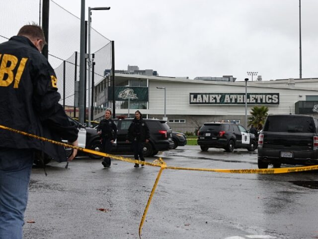 The scene after a shooting at Laney College on Thursday, Nov. 13, 2025, in Oakland, Calif.