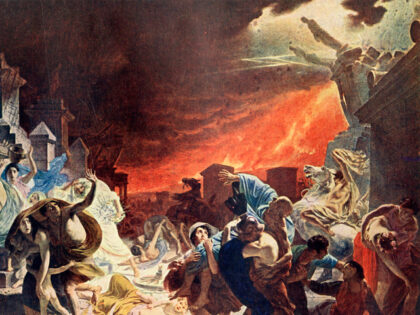 'The Last Day of Pompeii', depiction of people fleeing the eruption of Mount Ves