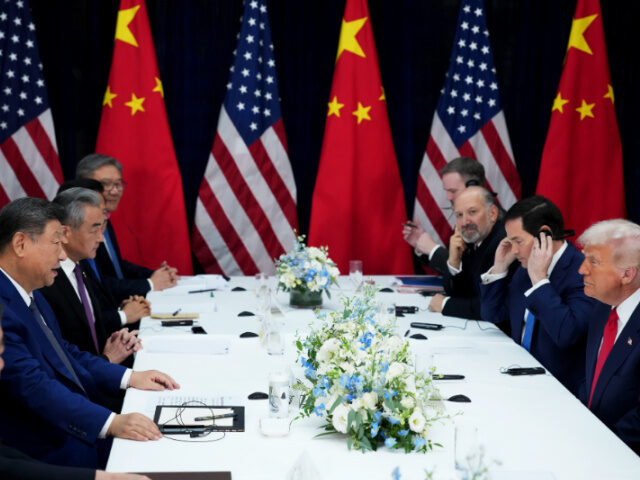 Trump Meets with Xi U.S. President Donald Trump (R) speaks with Chinese President Xi Jinping during a bilatera
