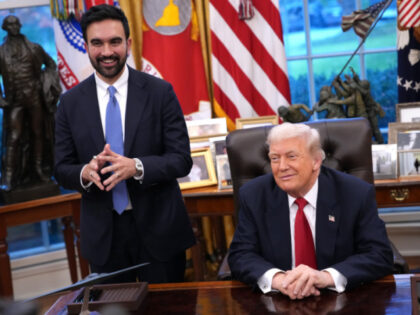 U.S. President Donald Trump meets with New York City Mayor-elect Zohran Mamdani (L) in the