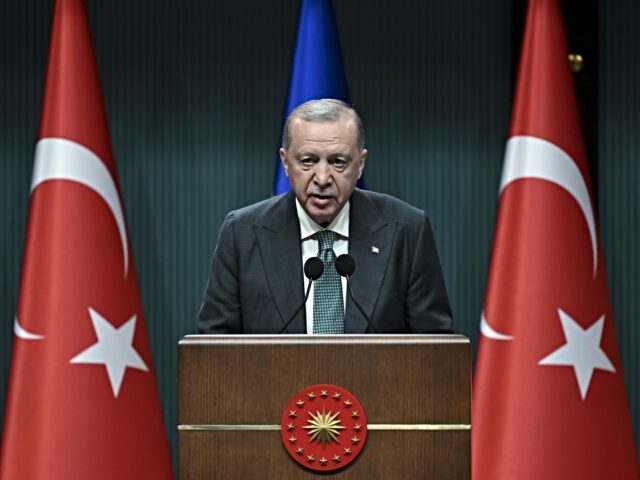 ANKARA, TURKIYE - NOVEMBER 19: Turkish President Recep Tayyip Erdogan speaks during a join