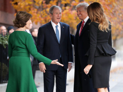 WASHINGTON, DC - DECEMBER 04: (AFP OUT) Former first lady Laura Bush and former President