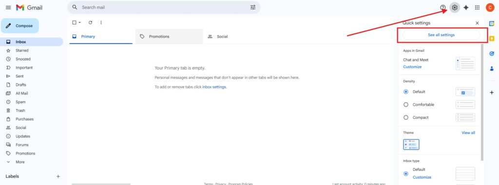 gmail opt out step 1