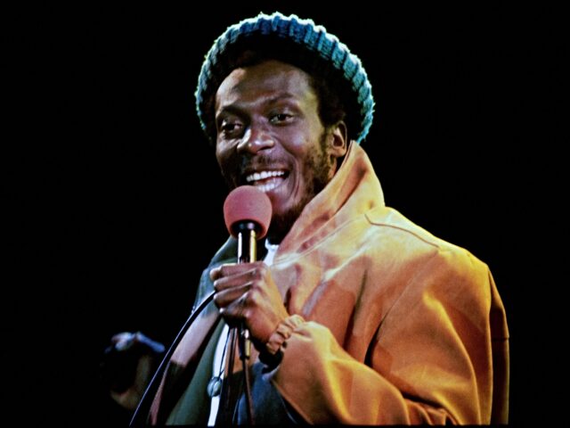 Portrait taken on February 1, 1984 in Paris shows Jamaican singer Jimmy Cliff singing duri