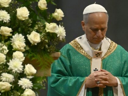 Pope Leo XIV leads a mass for the Jubilee of the poor at St Peter's basilica in The V