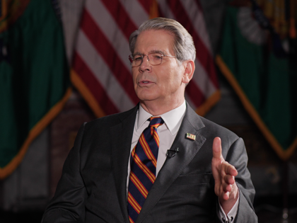 U.S. Treasury Secretary Scott Bessent sits for an interview with Breitbart's Alex Mar