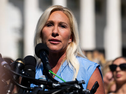 Representative Marjorie Taylor Greene, a Republican from Georgie, during a news conference