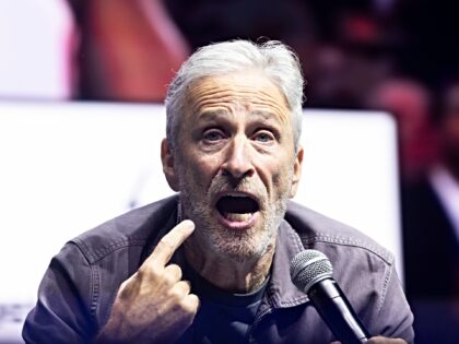 stewart responds NEW YORK, NEW YORK - SEPTEMBER 07: John Stewart reacts during the Roommates Show Block Par