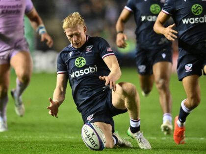 USA's wing Toby Fricker gathers the ball during the Autumn Nations Series international ru